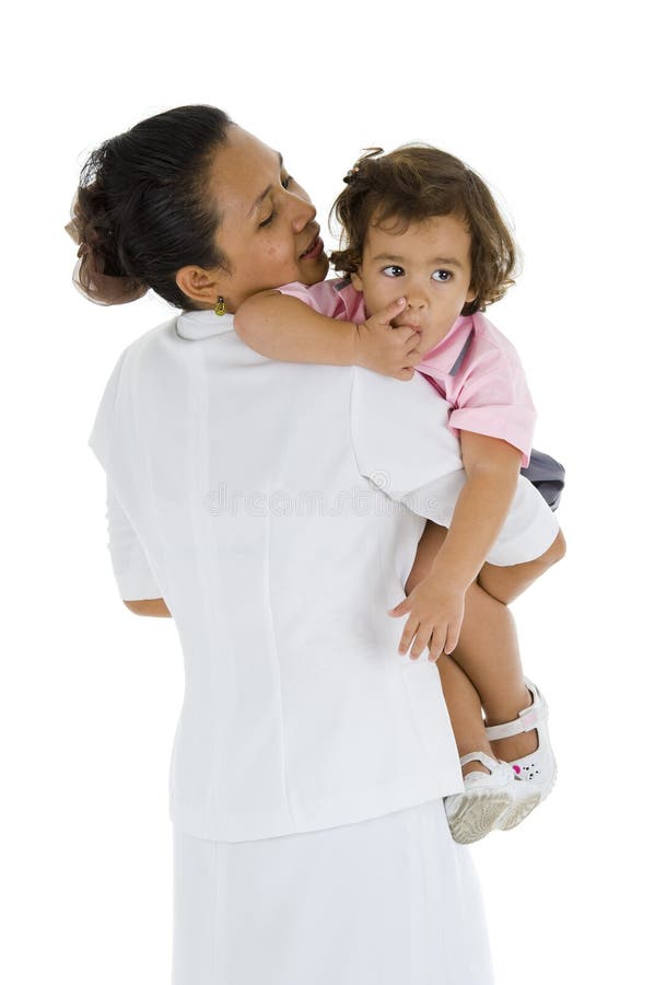 Woman holding a cute girl