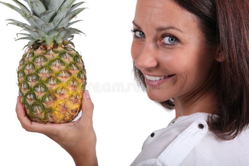 Woman Holding Fresh Pineapple Stock Photo Image of life, chew 26504816
