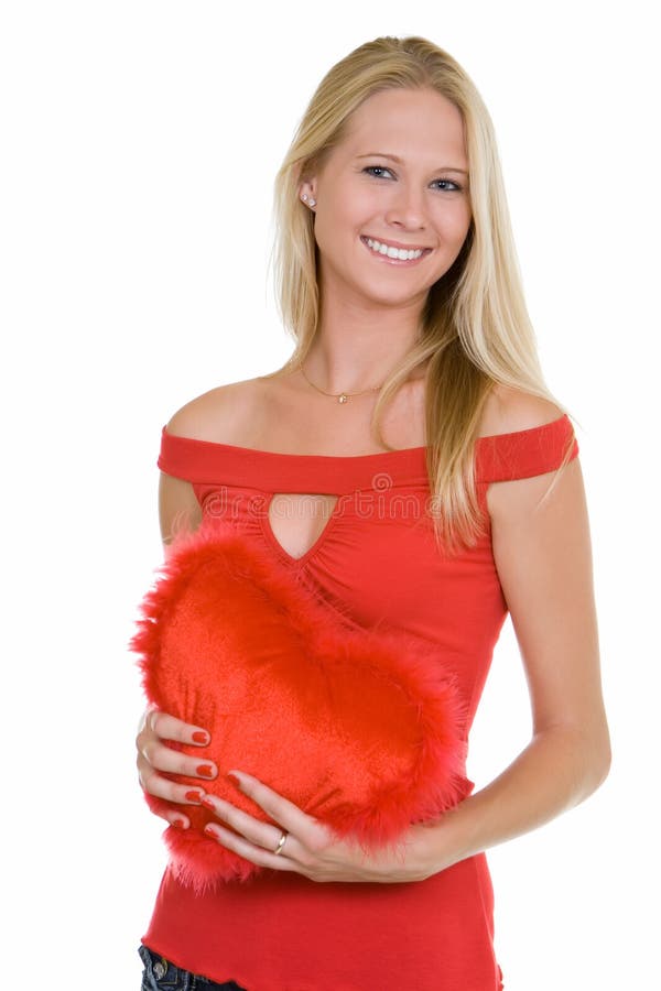 Woman holding a heart stock photos