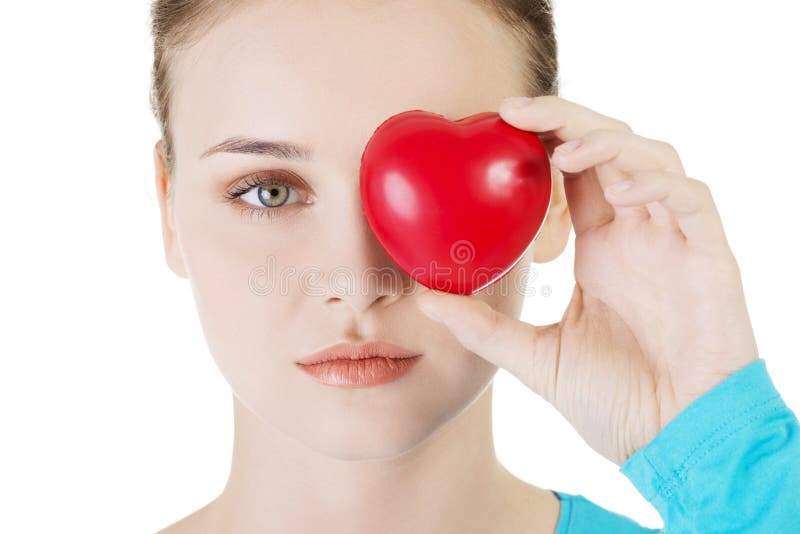 Woman holding a heart stock photo. Image of holding, cardiologist