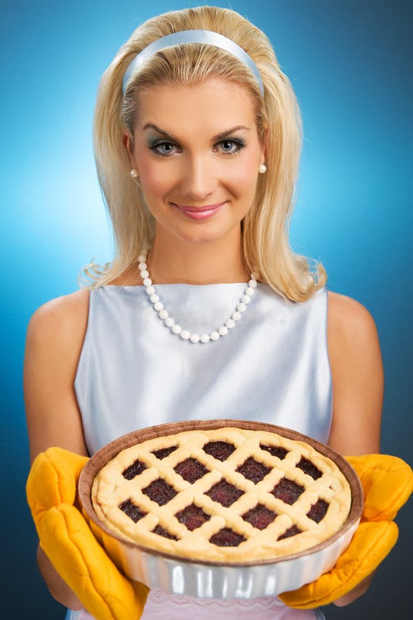 Woman holding hot italian pie