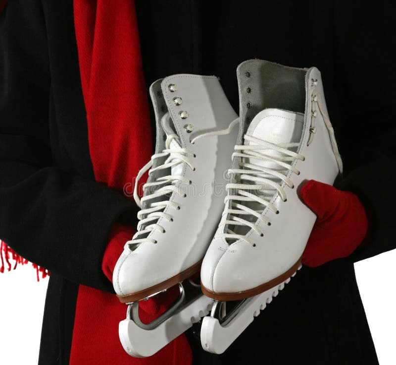 Woman Holding Ice Skates stock photo. Image of white, texture 1867392