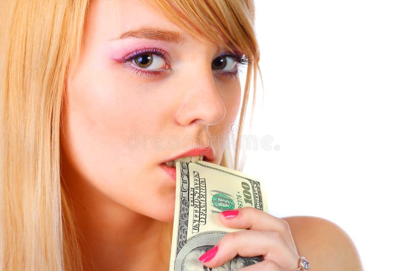 Woman holding money