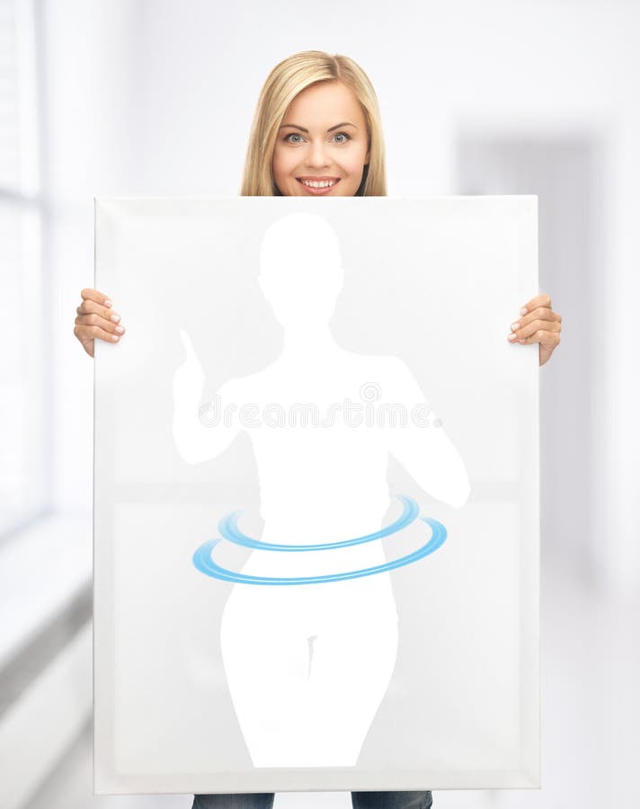 Woman holding picture of dieting woman