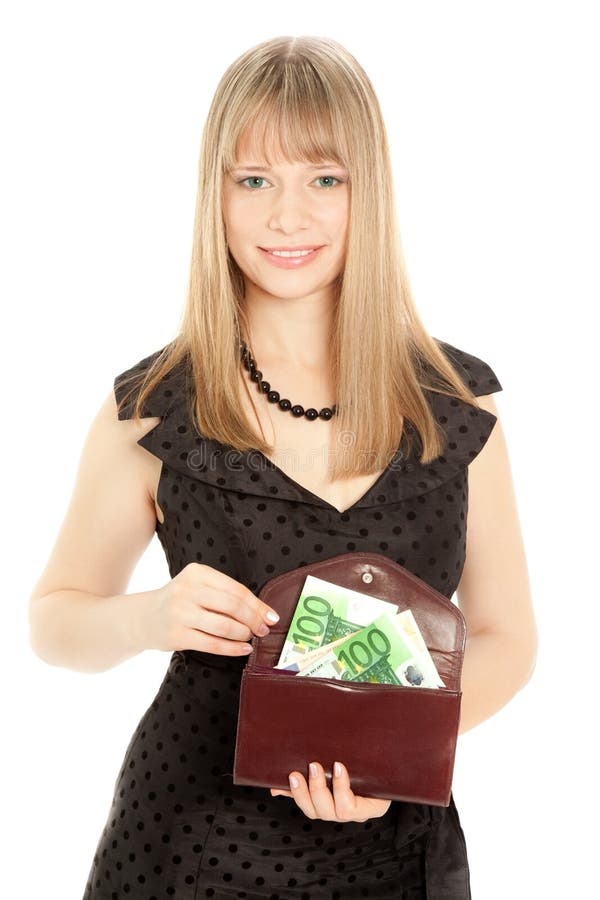 Woman holding a purse stock image. Image of finance, female 21372393