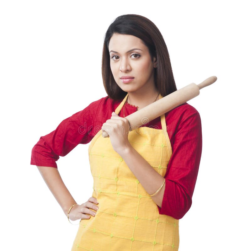 Woman holding rolling pin stock photo. Image of hand 36388004