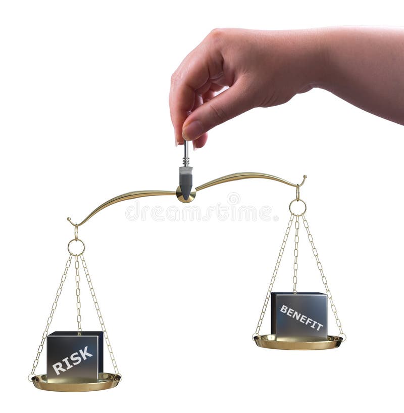 Risk and benefit balance stock illustration. Illustration of concept
