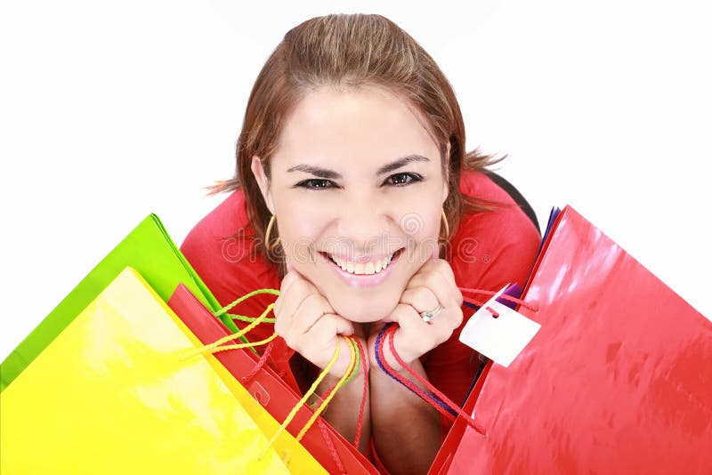 Woman holding shopping bags stock image