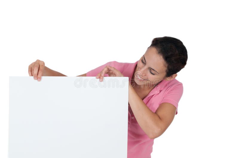 Woman holding sign