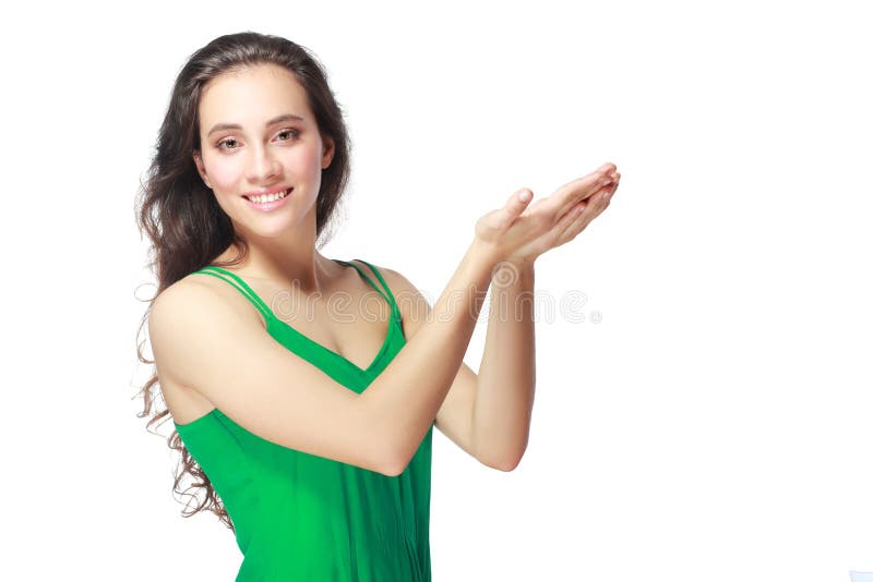 Woman holding something stock image. Image of happiness 67086903