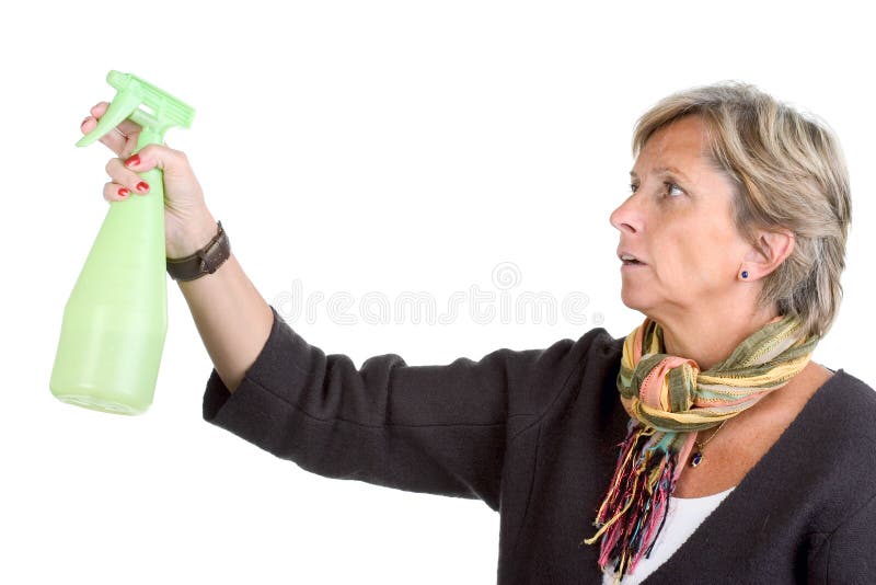 Woman Holding Spray Bottle Stock Photography Image 1700652