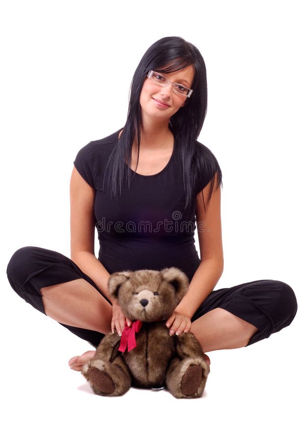 Woman Holding Teddy Bear stock photo. Image of enjoyment 3097494