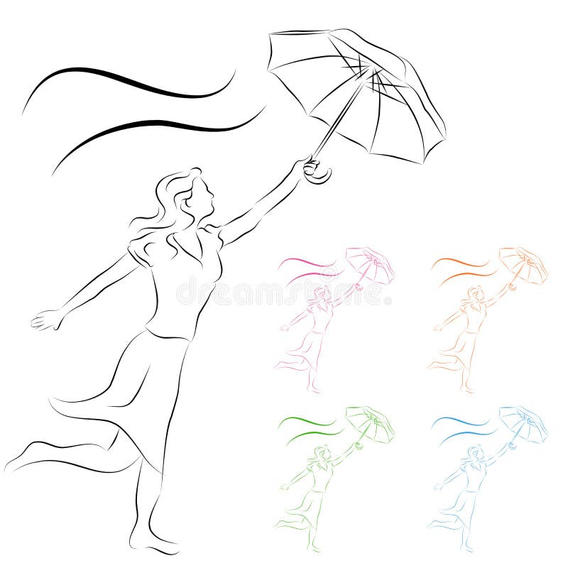 Woman Holding Umbrella stock vector. Illustration of shape 19526611