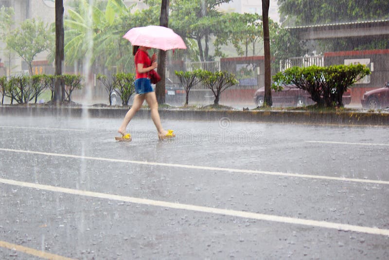 Woman holding umbrella in the rain