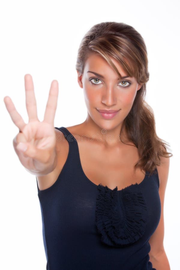 Woman Holding Up Three Fingers