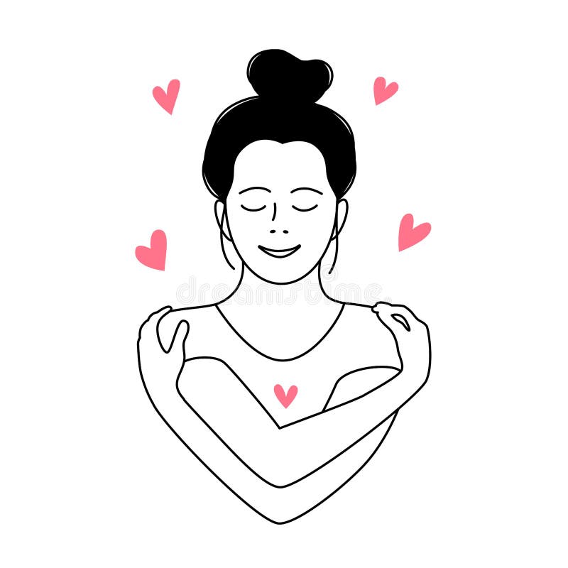 images Woman Hugging Herself Sketch dreamstime com