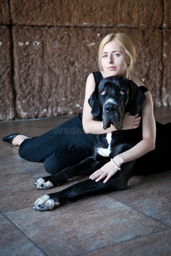 Woman hugs a dog stock images Woman hugs a dog stock images