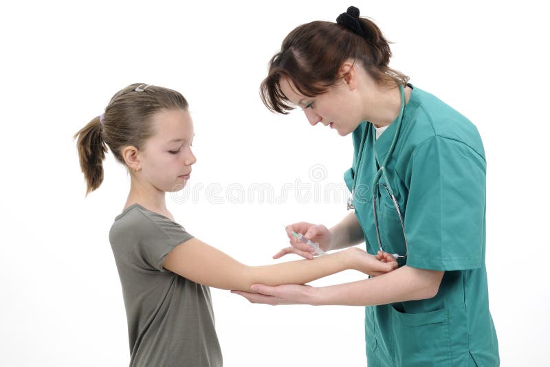 Woman injecting girl