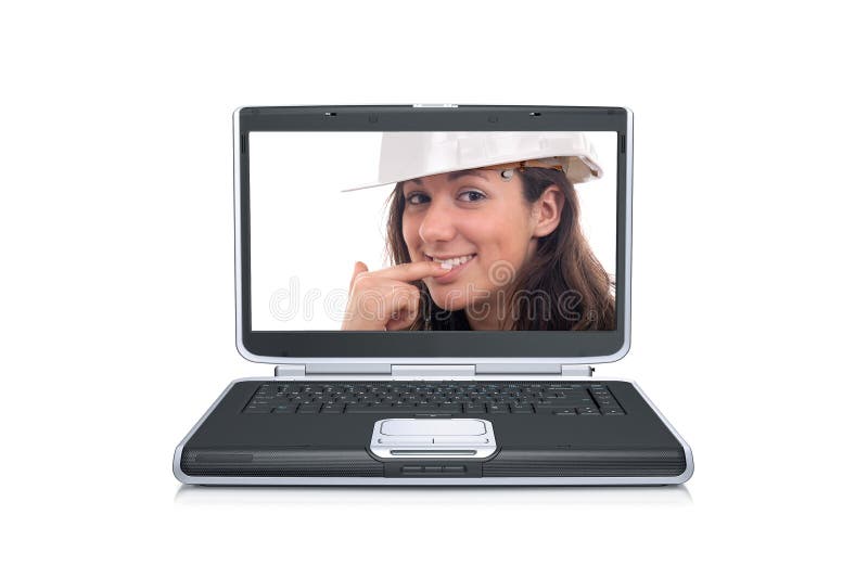 Woman inside a laptop screen