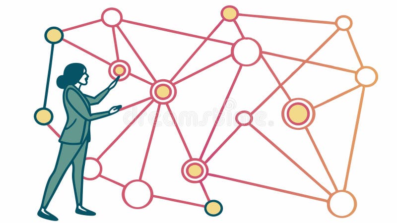Woman Interacting with Data Network Vector Illustration, vector design Generative AI stock illustration