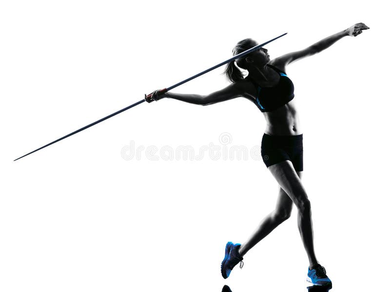 woman-javelin-thrower-silhouette-one-caucasian-isolated-white-background-