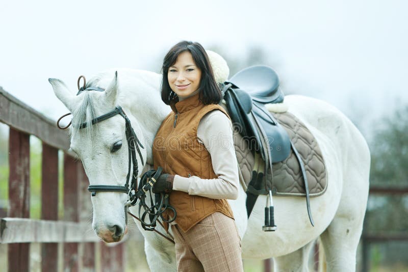 Beautiful Girl Touching Horse Stock Image - Image of animal, jockey ...