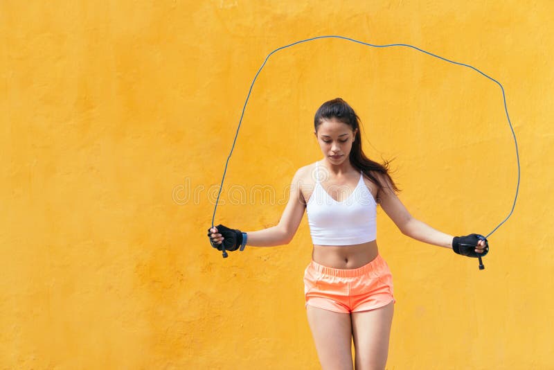 Woman Jumping Rope in Urban Area Stock Photo Image of people, exercising 236514252