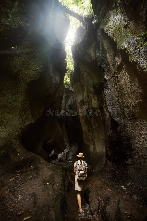 Woman in jungle on Bali, Indonesia stock photo Woman in jungle on Bali, Indonesia stock photo