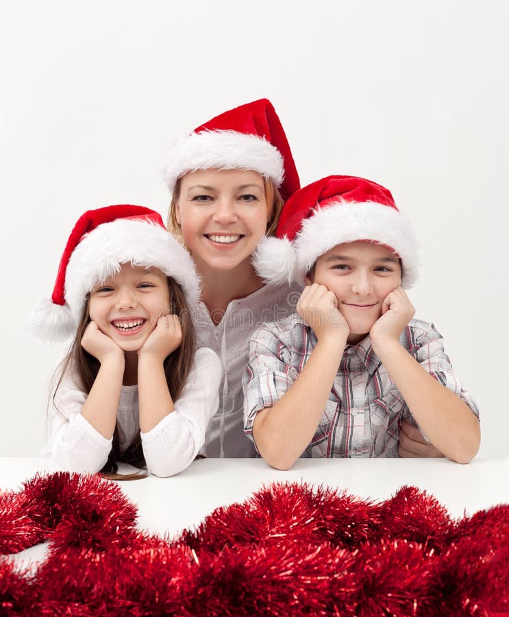 Woman with kids at christmas time