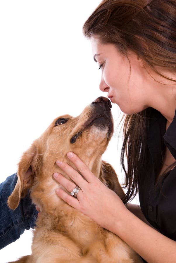 Woman kissing dog. stock photo. Image of friendship, kissing 5151364