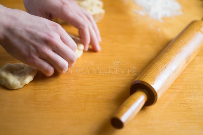 Woman Kneading A Dough Whith Rolling Pin Stock Photo Image of dough