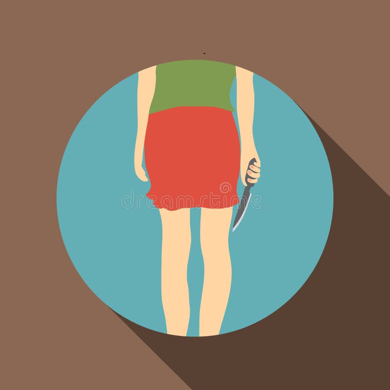 Woman with knife icon, flat style. Woman with knife icon. Flat illustration of woman with knife vector icon for web isolated on coffee background vector illustration Woman with knife icon, flat style. Woman with knife icon. Flat illustration of woman with knife vector icon for web isolated on coffee background vector illustration