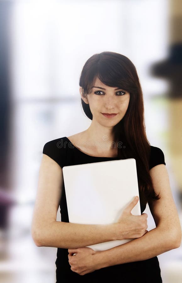 Woman with laptop royalty free stock photography Woman with laptop royalty free stock photography