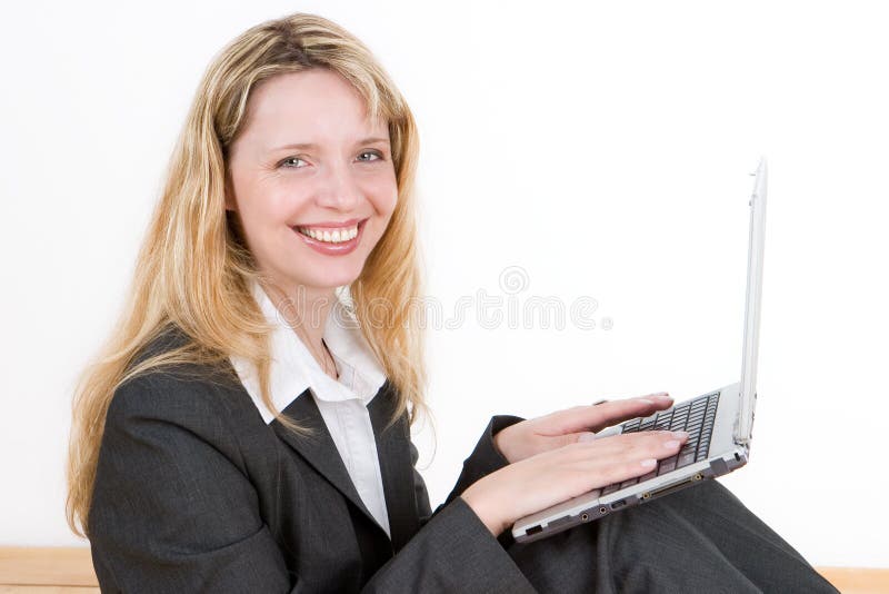 A woman with a laptop