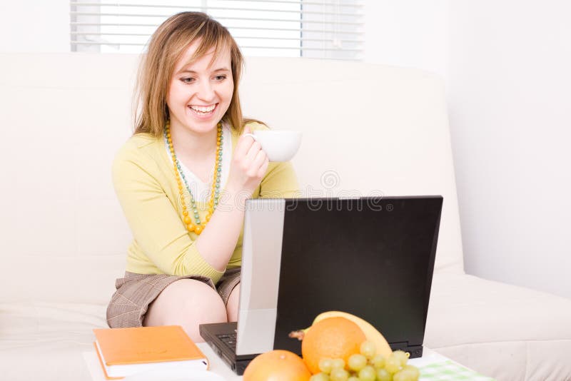 Woman with laptop royalty free stock photos