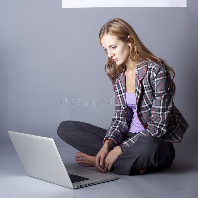 Woman and laptop computer