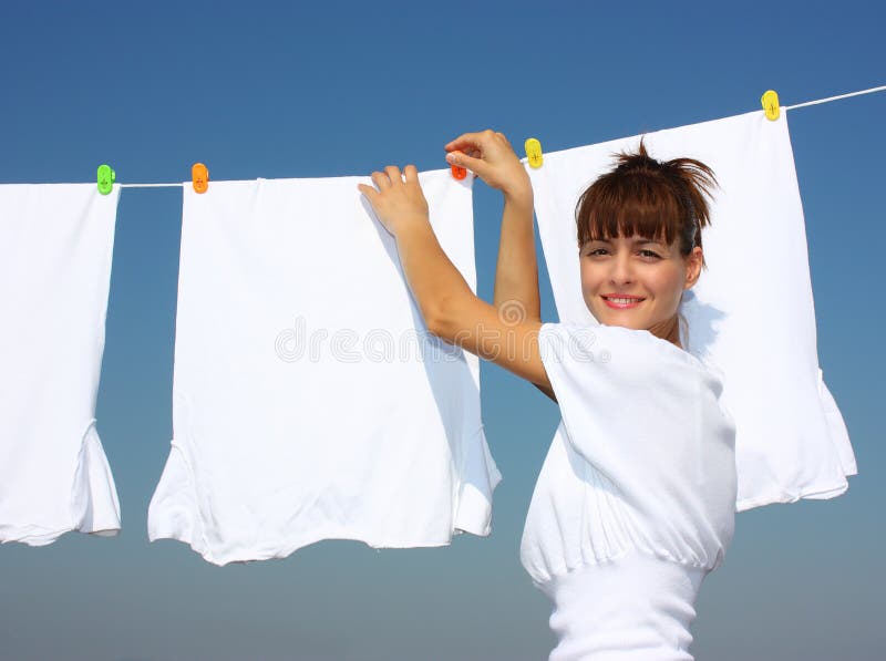 A woman and laundry