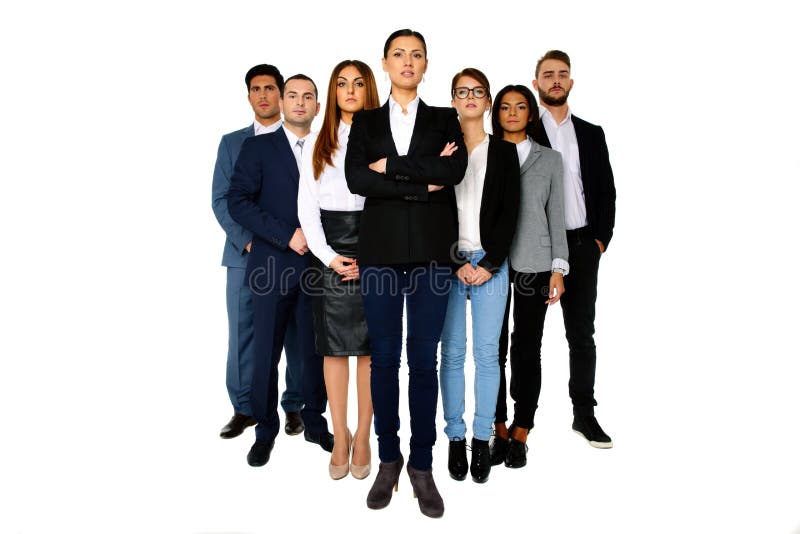Woman leading her team stock photos Woman leading her team stock photos