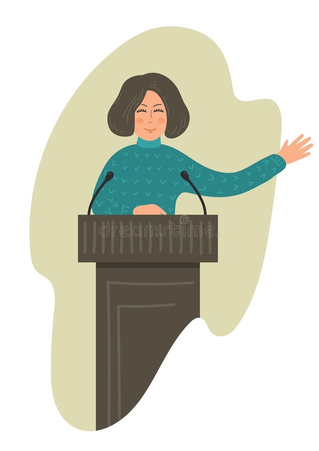 Woman lecturer. Woman speaker vector illustration