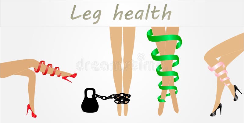Woman legs with symptoms of varicose veins in different poses set. Elegant lying, standing, and sitting legs positions stock illustration Woman legs with symptoms of varicose veins in different poses set. Elegant lying, standing, and sitting legs positions stock illustration