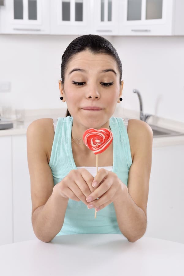 Woman Licking Sweet Sugar Candy Stock Images Image 36752714
