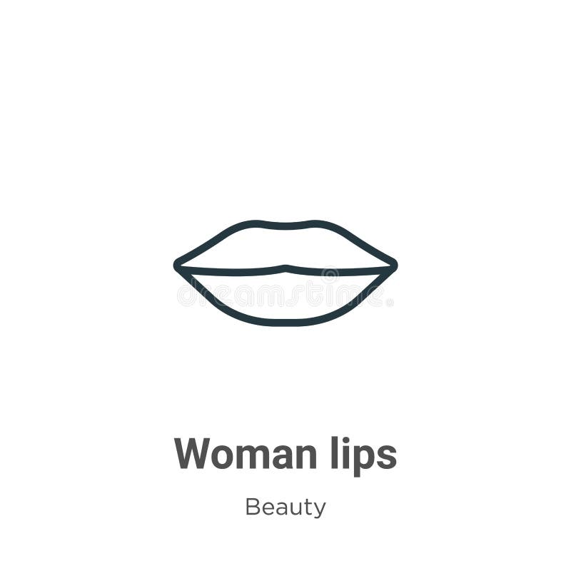 Woman lips outline vector icon. Thin line black woman lips icon, flat vector simple element illustration from editable beauty