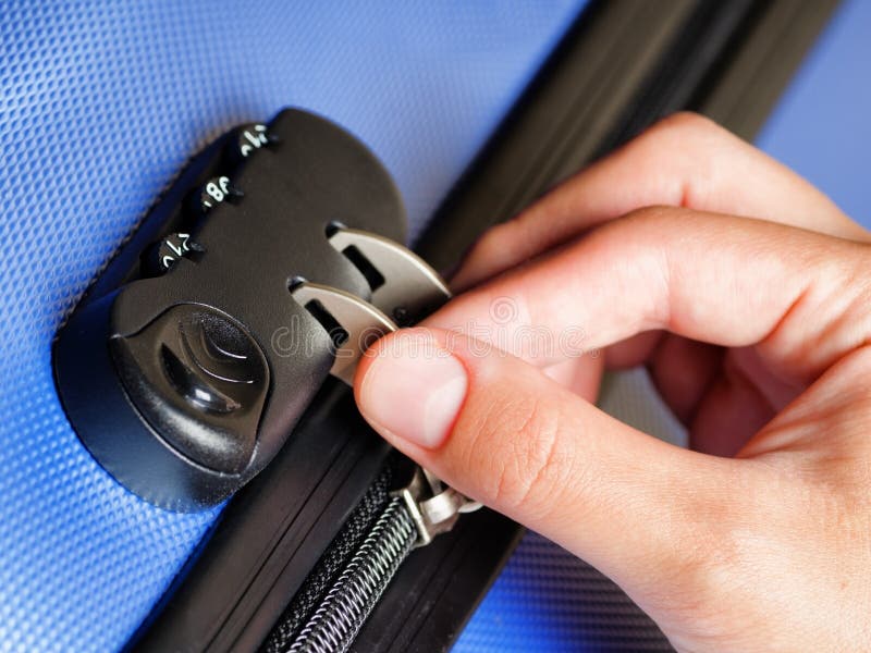 Woman Locked Her Luggage in the Orange Suitcase Stock Photo Image of