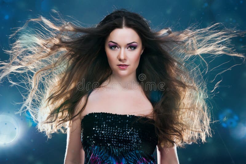 Woman with a long beautiful hair