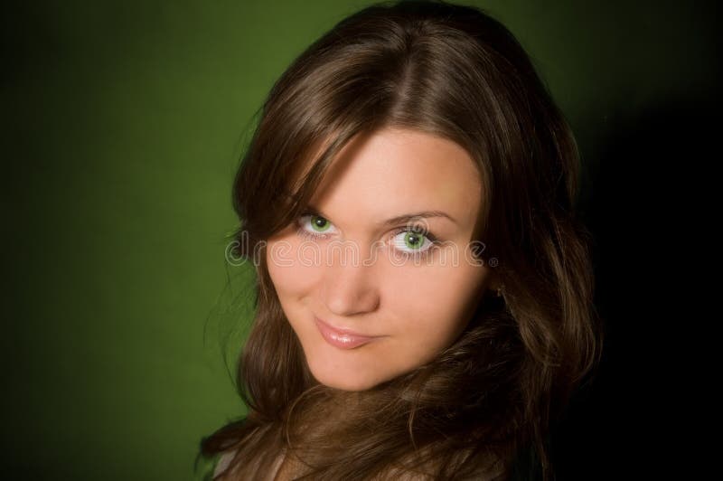Woman With Long Brown Hair Stock Image Image Of Green 8132867
