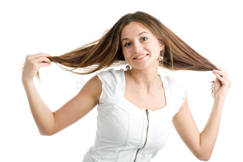 Woman with long brown hair