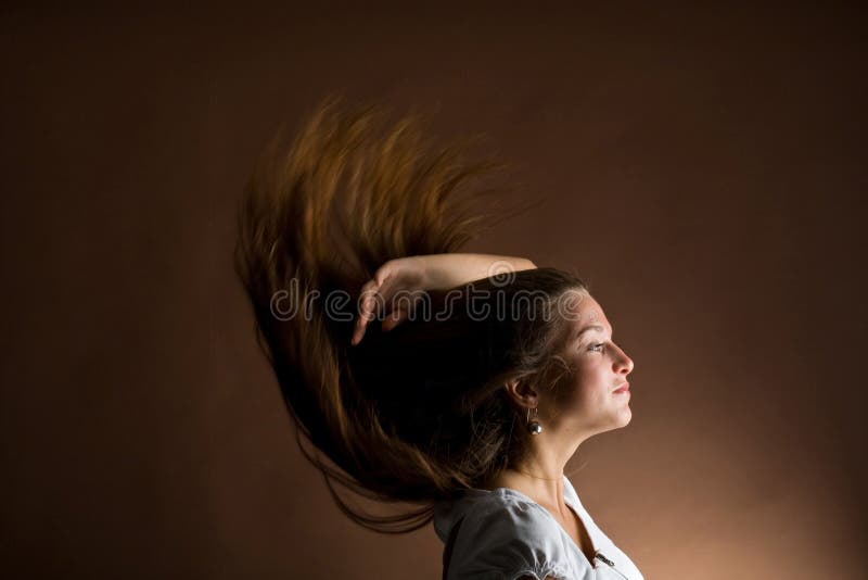 Woman with long brown hair