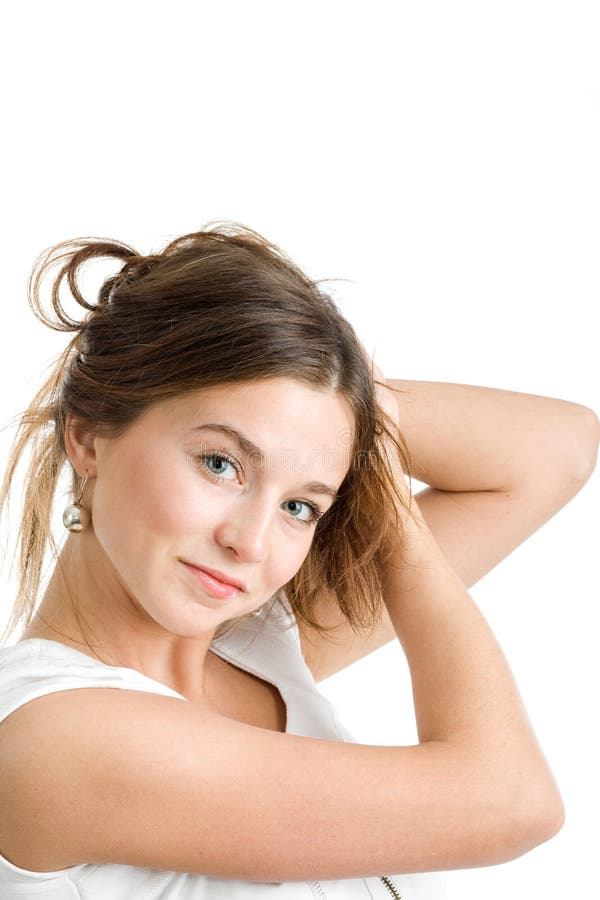 Woman with long brown hair