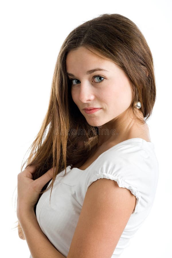 Woman with long brown hair