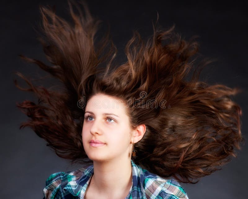 Woman with Long Flying Hair Stock Photo Image of eyes, curly 19554152